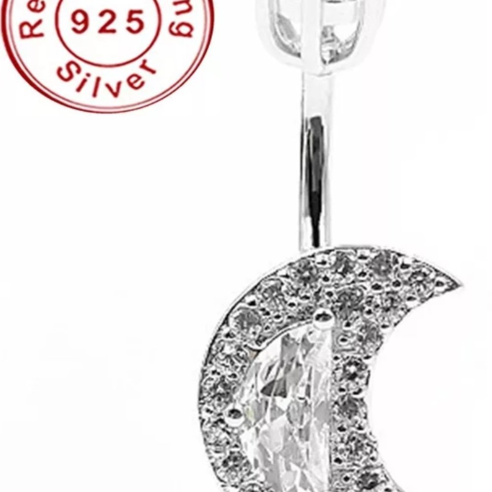 Bellybutton Ring Sterling Silver Moon - image 1